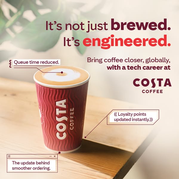 Costa Coffee Meta ad example started 2026-07-14: Build the tech behind every sip.