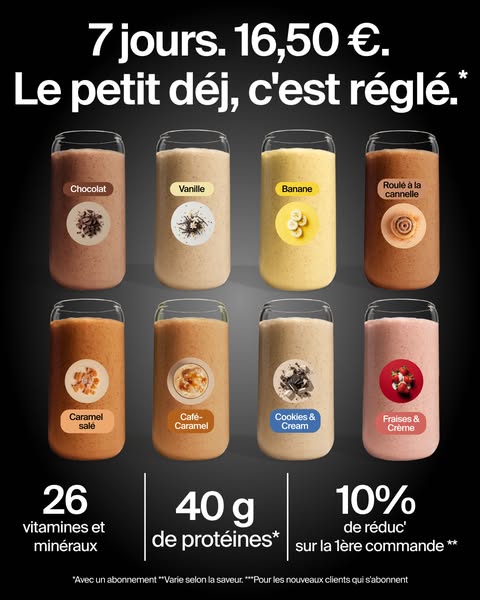 Huel Meta ad ejemplo iniciado 2026-07-31: Des repas rapides et &eacute;quilibr&eacute;s pour les vies occup&eacute;es, Des repas rapides et &eacute;quilibr&eacute;s pour les vies occup&eacute;es, Des repas rapides et &eacute;quilibr&eacute;s pour les vies occup&eacute;es, Des repas rapides et &eacute;quilibr&eacute;s pour les vies occup&eacute;es