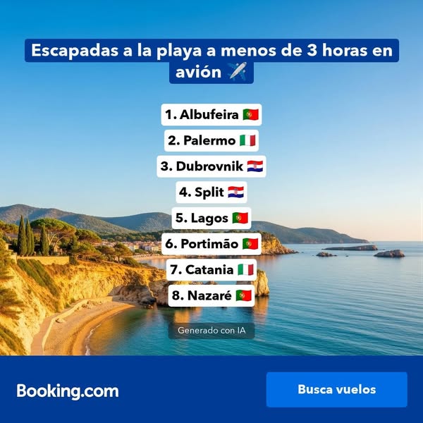 Booking.com Meta ad Beispiel gestartet 2026-09-07: Del despegue al aterrizaje ✈️, Del despegue al aterrizaje ✈️, Del despegue al aterrizaje ✈️, Del despegue al aterrizaje ✈️