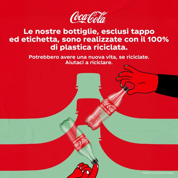 Coca-Cola Meta ad exemple commenc&eacute; 2026-07-13: Aiutaci a riciclare, Aiutaci a riciclare