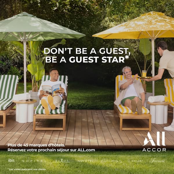 ALL Accor Meta ad example started 2026-08-12: Plus de 45 marques d'h&ocirc;tels, Plus de 45 marques d'h&ocirc;tels