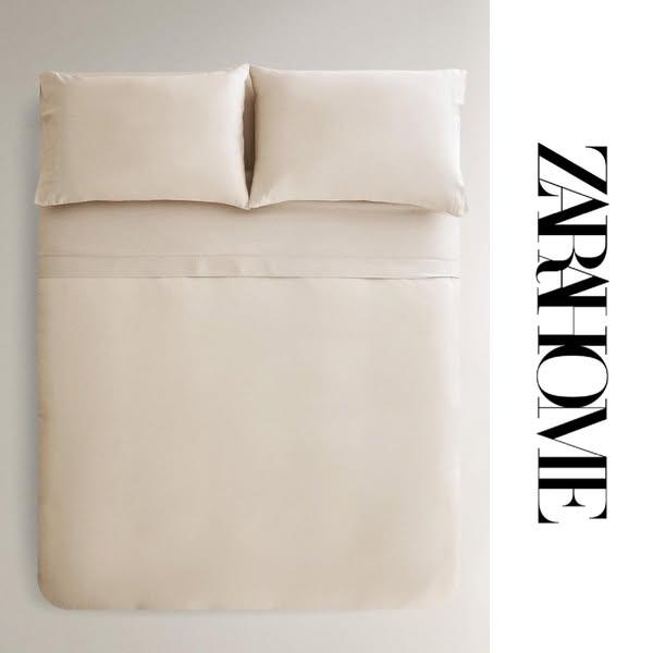 Zara Home Meta ad Beispiel gestartet 2026-04-02: Copripiumino satin (300 fili), Lenzuolo con angoli satin | 40 cm altezza (500 fili), Coprirete in lino lavato, Copriguanciale imbottito, Lenzuolo sopra cotone percalle (200 fili), Copripiumino satin (300 fili)