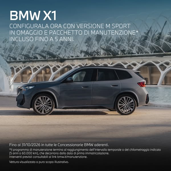 BMW Italia Meta ad przykład rozpoczęty 2026-09-16: Configura BMW X1, Configura BMW X1