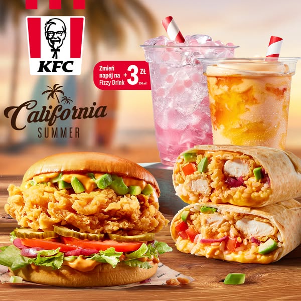 KFC Meta ad example started 2026-07-16: Kalifornijskie lato w KFC, Kalifornijskie lato w KFC, Kalifornijskie lato w KFC