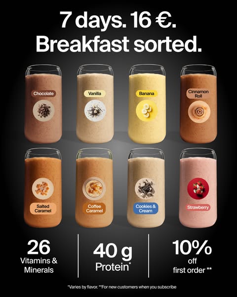 Huel Meta ad example started 2026-07-15: 40g of protein. Ready in seconds., 40g of protein. Ready in seconds., 40g of protein. Ready in seconds., 40g of protein. Ready in seconds., 40g of protein. Ready in seconds.