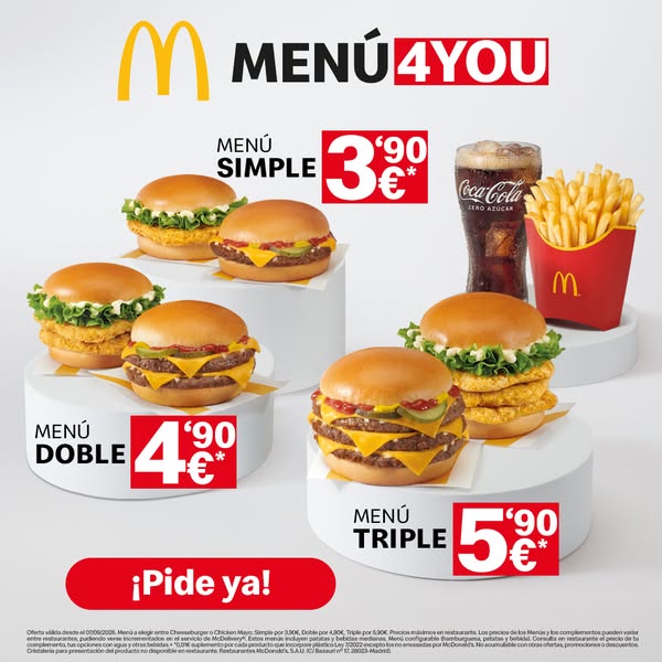 McDonald's Meta ad example started 2026-09-07: &iexcl;Men&uacute;4You se adapta a ti!