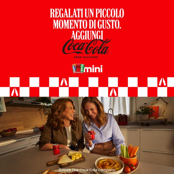 Coca-Cola Meta ad example started 2026-03-30: Mini lattine, grande gusto, Mini lattine, grande gusto
