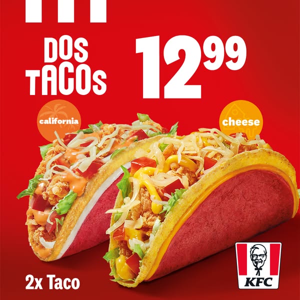 KFC Meta ad example started 2026-07-14: Dos Tacos w KFC, Dos Tacos w KFC, Dos Tacos w KFC, Dos Tacos w KFC, Dos Tacos w KFC, Dos Tacos w KFC