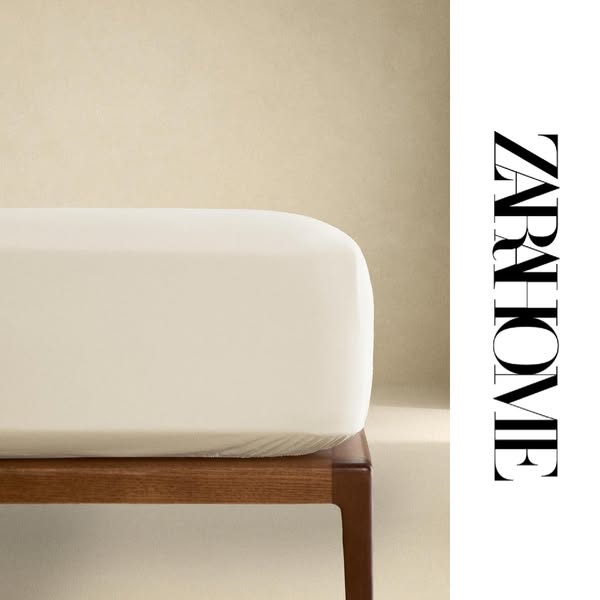 Zara Home Meta ad example started 2026-04-02: Cobertura de sommier algodão piqué, Capa edredão percal (300 fios), Lençol baixo percal | 30 cm altura (300 fios), Cobertura de sommier algodão piqué, Cobertura de sommier canutilho, Cobertura de sommier canutilho