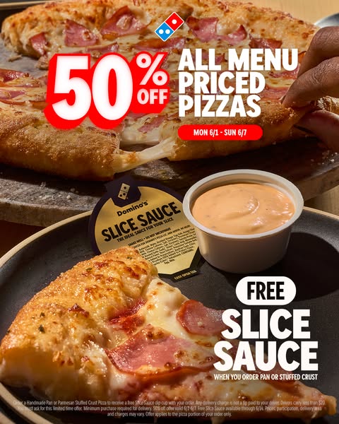 Domino's Pizza Meta ad example started 2026-06-03: Now through 6/7!, Now through 6/7!, Now through 6/7!