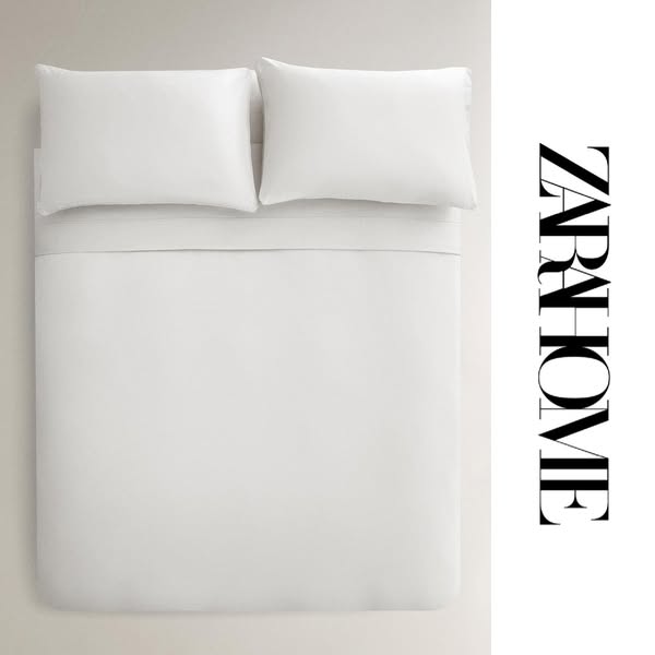 Zara Home Meta ad example started 2026-04-02: Cache-sommier côtelé, Cache-sommier côtelé, Cache-sommier coton piqué, Housse de couette satin (500 fils), Cache-sommier côtelé, Cache-sommier coton piqué